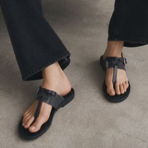 Rag & Bone Black Tweed Margot Ankle Cuff Thong Sandals Shoes Women's Size 39